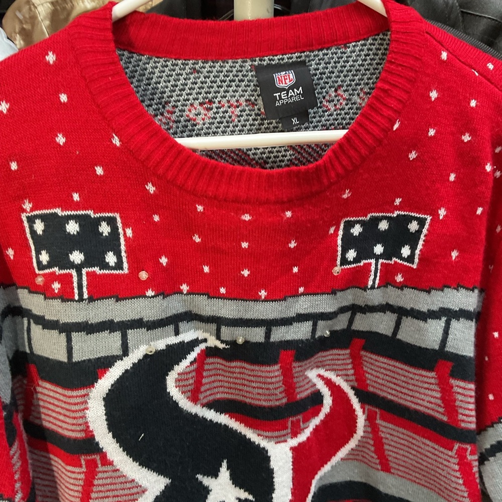 NFL Houston  Texans Red and Gray Knit Sweater